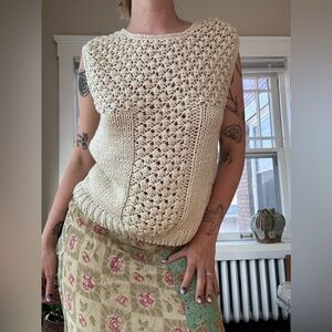 Hand Knit Cream Vest